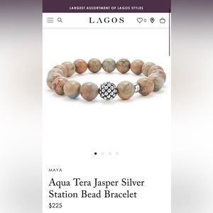 Women’s Lago Aqua Terra Jasper Silver Silver Station Beaded Bracelet.